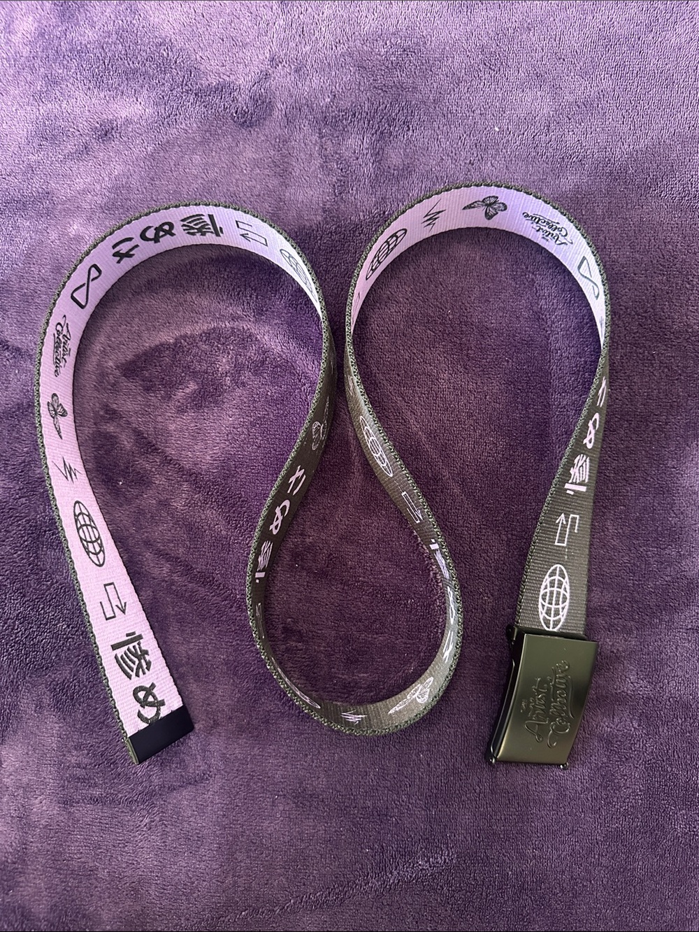 The Artist Collective - Graphic Web Symbols Canvas Belt - Purple & Black